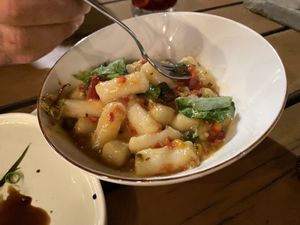 Bland, sour, icky gnocchi.   at Let it V - plant based in Buenos Aires