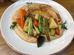 Hummus with vegetables   at Let it V - plant based in Buenos Aires
