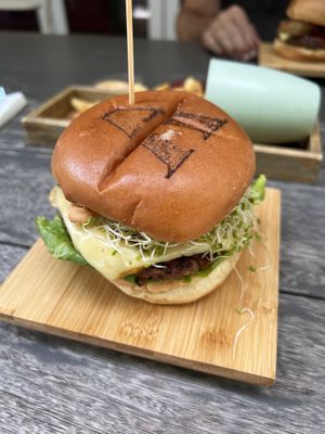 Provolone burger   at SoBe Vegan in Fort Lauderdale