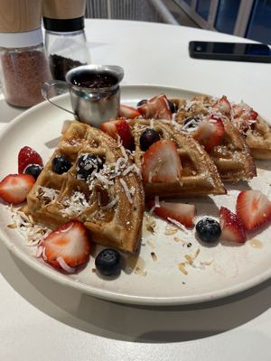 Berry waffle   at SoBe Vegan in Fort Lauderdale