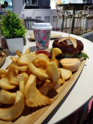 SoBe Vegan Burger with fries at SoBe Vegan in Fort Lauderdale