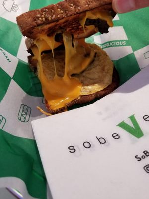 Bacon egg and cheese sandwich at SoBe Vegan in Fort Lauderdale