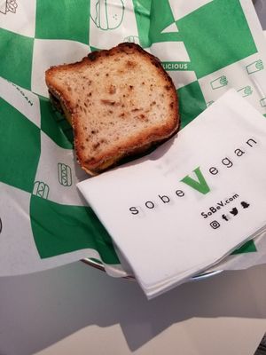 Bacon egg and cheese sandwich at SoBe Vegan in Fort Lauderdale