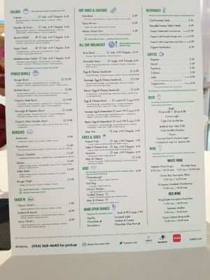 Menu at SoBe Vegan in Fort Lauderdale