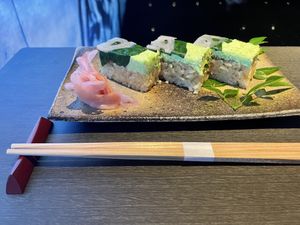 Sushi starter at Vegan Ramen UZU Kyoto in Kyoto