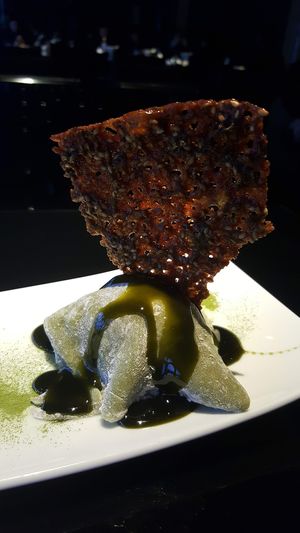 Ever had match ice cream served like this? at Vegan Ramen UZU Kyoto in Kyoto