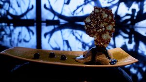 Mochi ice cream at Vegan Ramen UZU Kyoto in Kyoto