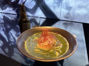 Green tea ramen  at Vegan Ramen UZU Kyoto in Kyoto