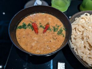Tsukemen broth with a hint of the noodles at Vegan Ramen UZU Kyoto in Kyoto