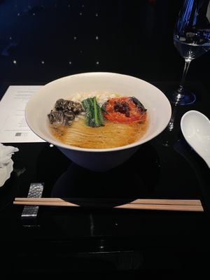 Soy sauce rāmen  at Vegan Ramen UZU Kyoto in Kyoto