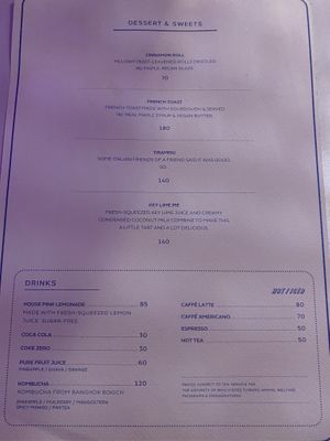 Menu at Bangkok City Diner in Bangkok