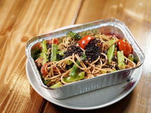 Tempeh with Pasta at Tempeh Foods 天之樂素食 in Hong Kong Island