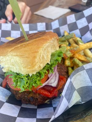 House made quinoa burger  at Zion Brewery in Springdale