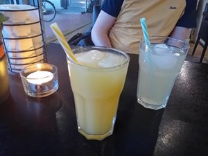 Ginger lemonade and homemade lemonade at Yemaya's Vegan Corner in Amsterdam