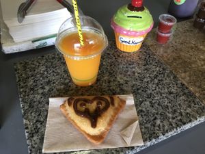 Fresh juice and samosa combo at Govinda's Yummies in Cairns