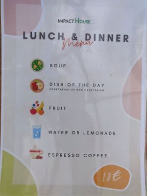 Menu at Impact House in Lisbon