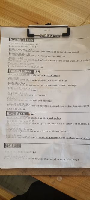 Food menu 1 at Cafe Indie in Scunthorpe