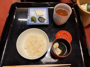 Rice and soup  at Honke Tankuma Honten in Kyoto