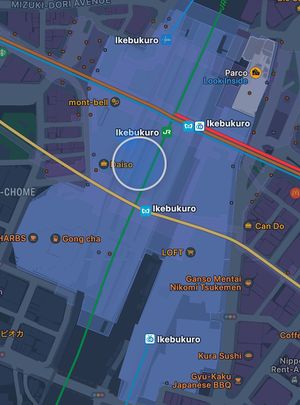 Rough GPS location  at T's Tantan - JR Ikebukuro in Tokyo