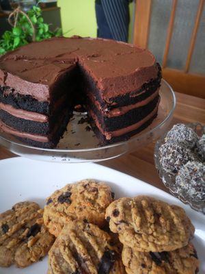 Super delicious vegan biscuits, cakes and 'disco balls' at Gherkin Relish Kitchen in Upwey