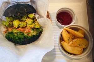 Vegan chicken burger  at Fete le Marche in Kawasaki