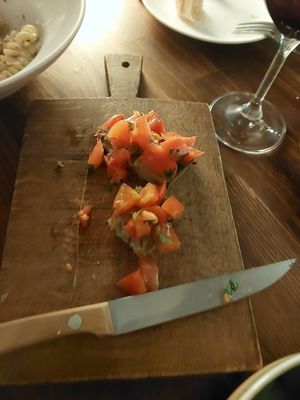 Bruschetta was just one piece of bread 😅 at DADI in Tbilisi