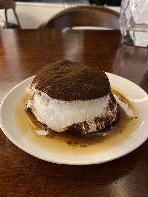 Exceptional tiramisu was topped with the most delicious coffee!   So yum.   at Mahina Vegan Table in Seoul