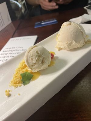 ice cream + almond crumble  at Mahina Vegan Table in Seoul