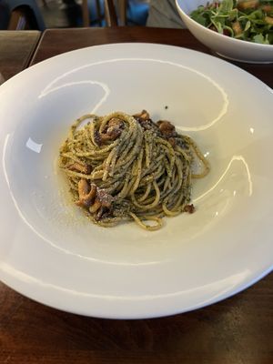 Chanterelle lemon parsley pasta  at Mahina Vegan Table in Seoul