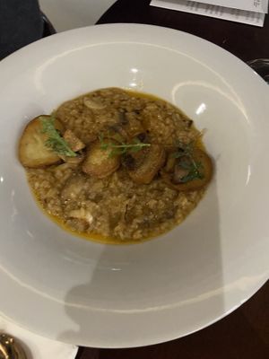 Grilled mushroom cheese risotto   at Mahina Vegan Table in Seoul