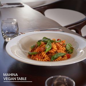 Tomato Basil Pasta

Fusilli | Tomato Sauce | Fresh Basil, Vegan Powder Cheese | Vegan Bread at Mahina Vegan Table in Seoul