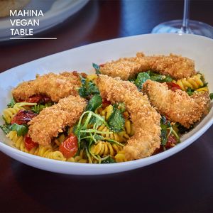 Fried Avocado Salad Pasta

Fusilli | Oil Source | Fried Avocado, Vegan Powder Cheese | Vegan Bread at Mahina Vegan Table in Seoul