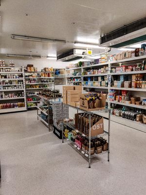 Walk-in fridge at Vegan Budin in Reykjavik