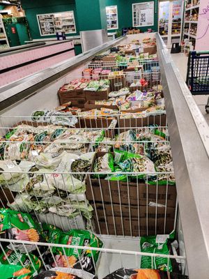Selection of frozen products is huuuge at Vegan Budin in Reykjavik