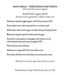 vegan & vegetarian mains at Events Horizon in Nunney