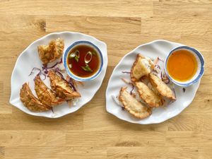 vegan dumplings, vegan wontons at Lucky Thai in Murfreesboro