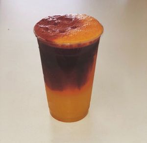 Red juice has orange juice, carrot juice, and beet juice at Fruity Loco in Spring Valley