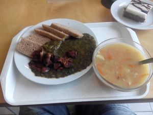 Seitan with spinach and wholegrain dumplings. at Oaza Zdravi in Ceska Trebova