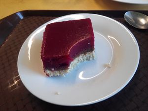 Desert with fruit pectin jelly at Oaza Zdravi in Ceska Trebova