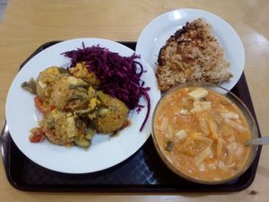 Kimchi soup w/ rice noodles
Paella
Wallachian pizza cake (with sauerkraut & tempeh)
ALL VEGAN at Oaza Zdravi in Ceska Trebova