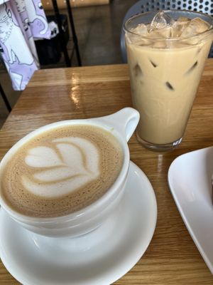 Vegan honey lavender latte (hot and cold versions) at Dear Diary Coffeehouse in Austin