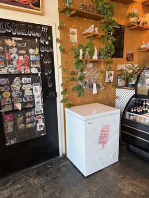 Stickers and ice cream  at Dear Diary Coffeehouse in Austin