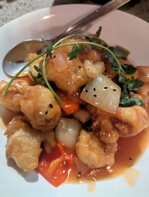 Orange chicken at Mitasie 3 in Huntington Beach
