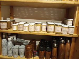 Peanut butter. Bottles at The Source Bulk Foods in South West London