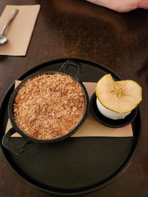 Apple and rhubarb crumble at The Metz in Launceston