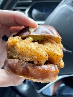 Awesome and filling $5 chicken slider  at A Peace of Soul in Columbia