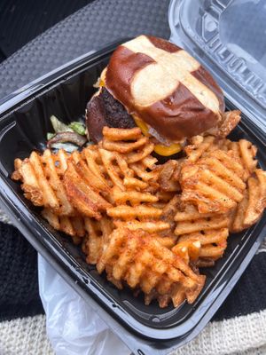 The Bacon Cheeseburger! So delicious and wonderful customer service and care! at A Peace of Soul in Columbia