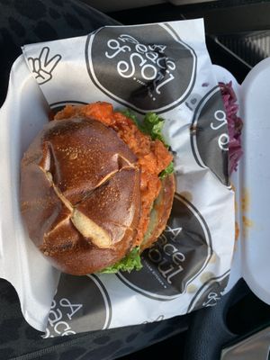 The hot chickn sandwich   at A Peace of Soul in Columbia