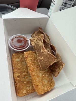 Side of bacon and hash brown patties   at A Peace of Soul in Columbia