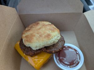 Sausage egg and cheese biscuit at A Peace of Soul in Columbia